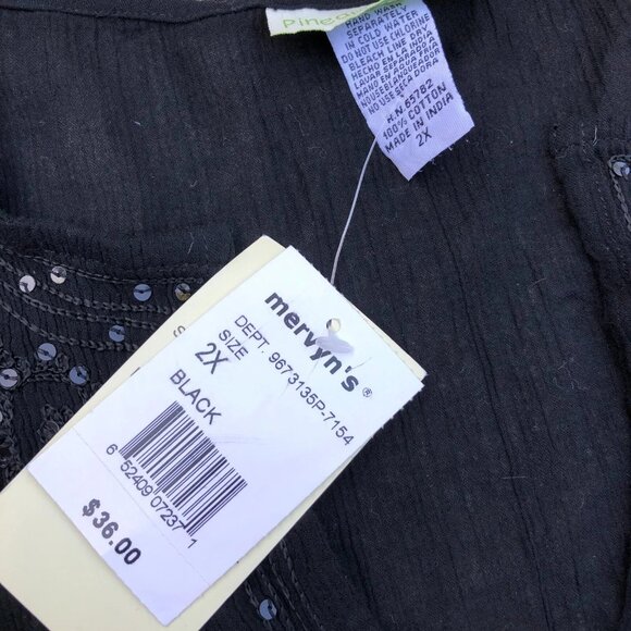 PINEAPPLE COVE Tunic Dress 2X Women Black Short Sleeve Pullover Swim Cover Shirt - Picture 4 of 7